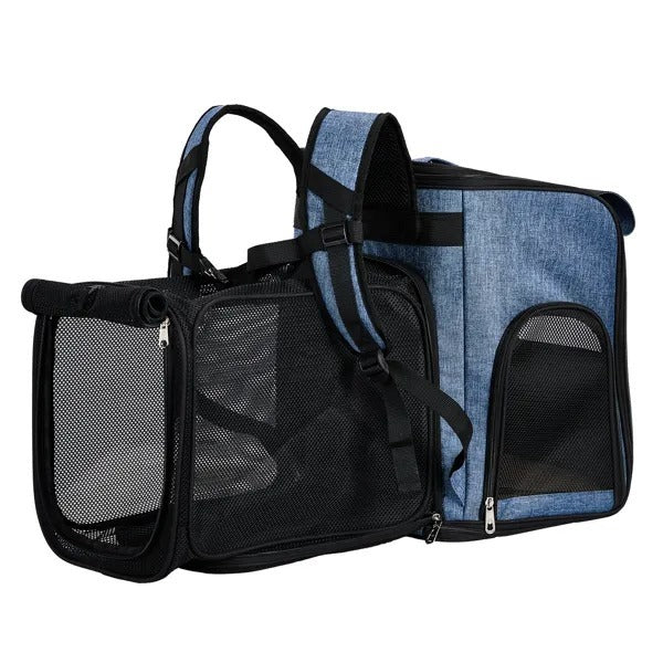 Pet Carrier Backpack, Expandable Cat Dog Carrier With Back Extension, Breathable Mesh Travel Backpack For Small Dogs Cats, Soft-Sided Pet Backpack Holds Up To 26 Lbs
